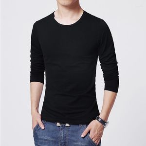 Camisetas masculinas que vendem camiseta longa de camiseta de mangas compridas primavera fina e outono slim fit moça colorida sólida camisa em roupas em branco