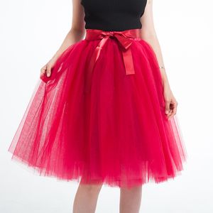 Skirts 5 Layer 65cm Knee Length Tulle Skirt Elegant Pleated Tutu Skirts Womens Vintage Lolita Petticoat Faldas Mujer Saia Jupe 230505