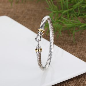Silver Twisted Cuff Bangle Fashion Men Bracelets Charm Bracelet hook 5MM Wire Woman Designer Cable Mens Jewelry Jewelry Accessories for Women