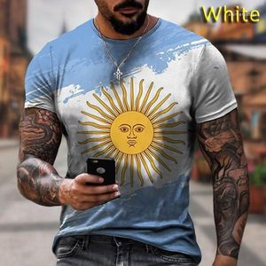 Męskie koszulki 2023 Argentyńska flaga z nadrukiem 3D T-shirt nostalgia w stylu letnia bluza męska