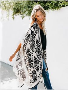 Costumi da bagno da donna Bikini CoverUp summer Boho Cardigan Casual Long Pareo Beach Swim Cover Up Suit Retro Print Top a maniche corte allentato 230506