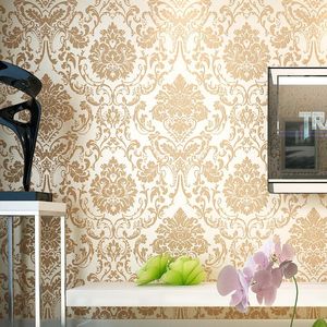 Wallpapers Victorian Damask Non-woven Wallpaper Roll For Walls Bedding Room Vintage Wall Paper Coverings 10M Home Decor