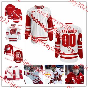 위스콘신 오소리 하키 저지 트렌트 프레드릭 카메론 휴즈 13 Ryan Wagner 10 Jake Linhart 21 Chris Chelios Wisconsin Jerseys Mens Youth Custom Stitched