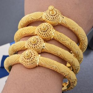 Armreif Dubai Gold s 18 Karat überzogener indischer afrikanischer Luxus-Frauen-harter Armband-Charme-Hochzeits-äthiopischer arabischer Handschmuck 230506