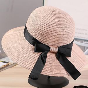 Szerokie brzegowe czapki kobiety kubełko czapka cienkie podróże podarunkowe anty-UV Outdoor Beach Sunscreen Fashion Akcesoria