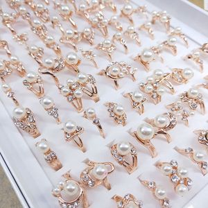legering zirkonimitation pärla ring blandad stil storlek guld för män kvinnor mode smycken