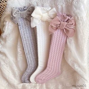 3 pezzi per bambini ragazze a costine calze a maglia a maglia calzini stretti con bowknot bambini autunno carino calzino da principessa