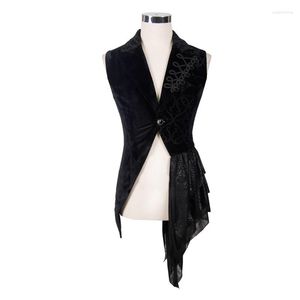 Men's Vests Steampunk Sleeveless Man Coats And Jackets Gothic Flower Vest Men Asymmetric Waistcoat Winter Jacket Formal Dress