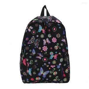 School Bags Nylon Casual Book Butterflies Print Travel Bookbags Large Capacity Cute Fashion Simple Floral For Outdoor Camping