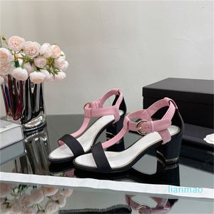Peep Toe Seksi Yüksek Topuk Sandalet Kadın Ayakkabı Pist Tasarımcısı Doğa Deri Ayak Bilek Strappy Bayanlar Yaz Düz Sandalleri