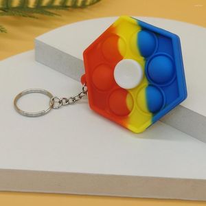 Keychains Rianbow Silicone Push hoysae Diy Toys Car Key Rings Soft Kids Gifts Bag Pendant Relax Finger Chains