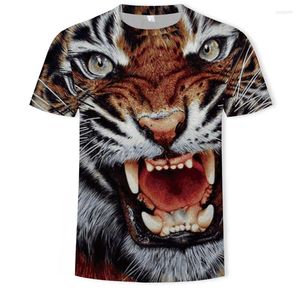 T-shirts pour hommes été Animal tigre motif à manches courtes impression numérique 3D col rond mode T-shirt style décontracté S-6XL