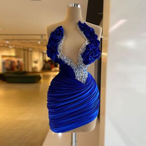 Party Dresses Velour Evening Dresses Women V-Neck Strapless Mermaid Prom Gowns Elegant Beading Custom Blue Party Dress Robes De Soiree 230505