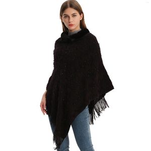 Scarves Europe And America Spring Autumn Winter Sequins Solid Color Pullover Shawl Wholesale Knitted Cape Jh81