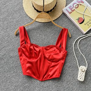 Camisoles Tanks Hootsweet Casual Tanks Camisoles For Women Sleeveless Red Western Style Femme Corset Crop Tops Woman Tank Camis Drop 230506