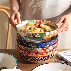 Miski retro dyniowa zupa ceramiczna gospodarstwo domowe czerwony ślimak proszek proszkowy makaron wysoka uroda stołowa zastawa stołowa bez poślizgu