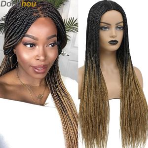Synthetic Wigs Style Ombre Box Braided For Women Fake Scalp Wholesale Perruque Longue Synthtique Braiding Hair 230505