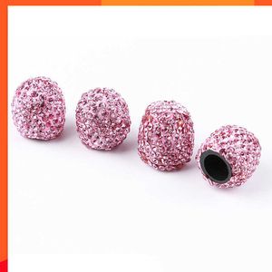 Luxurious 4pcs Luxury Crystal Car Wheel Caps Clay Car Tires Valves Tyre Stem Air Valve Caps Airtight Cover Bling Car Accessories for Girls