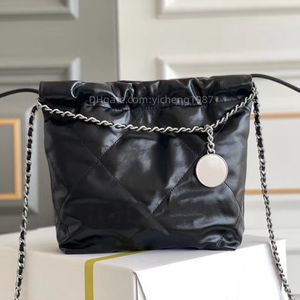 10A Quality New shopping bag designer 22bag Bright-faced Calfskin Silver Chain bag Rhombus Bag Bucket Fashionable shoulder Bag Lady Trash Bag Tote Bag Free Shipping