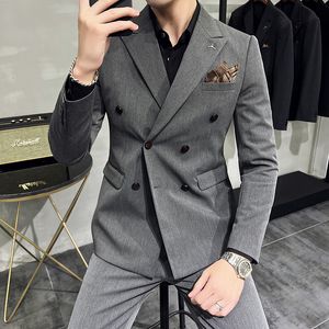دعاوى رجال بليزرز S-7XL Blazer Brours Suit Men Fashion Fashion و Double Reasted Italian Style Slim Wedding Dress Men Set 230506
