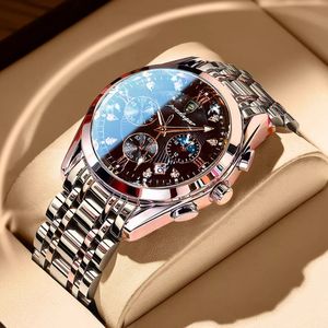 Wristwatches POEDAGAR Men Watch Sport Chronograph Quartz Watches Top Brand Luxury Full Steel Waterproof Luminous Date Man Fashion Wristwatch 230506