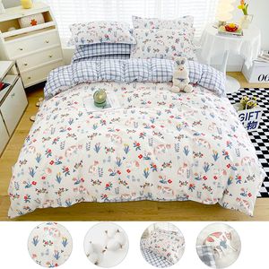 Bedding sets Good Quality 100% Cotton Bedding Set 1 Duvet Cover 2 Pillowcases 1 Sheet Soft Breathable for Single or Couple Bed 20 Sizes 230506