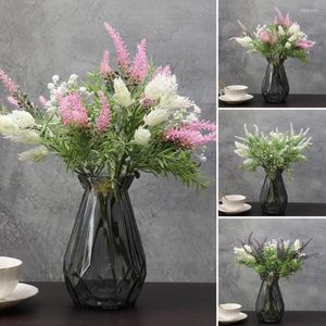 Dekorativa blommor delikat faux lavendel livlig färg falsk ingen vattenkontor heminredning konstgjord blomma bukett po props
