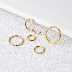 Titan Slät Yta Stängning Hoop Örhänge Läpp Ring Nos Ring Örhängen 16g Mode Punktering Piercing Anti-allergi Kroppssmycken 14K Guld För Män Och Kvinnor Partihandel