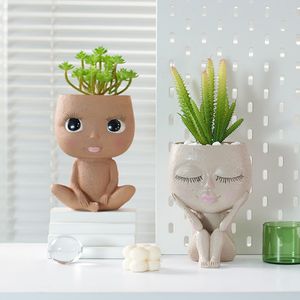 Decorative Objects Figurines Flowerpot Art Kids Vase For Interior Decor Desktop Living Room Objects 230506