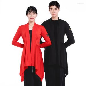 Stage Wear Women Modern Dance Clothes Latin Tops Long Sleeve Cardigans Shirts Exercise Costumes For Men DN6952