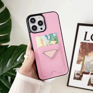 Casos de telefone de designer de moda para iPhone 14 13 12 11 Pro Max 14Pro 14Plus 14Promax 13PRO Pink Leather Letter Caso traseiro móvel com bolso do suporte para cartão