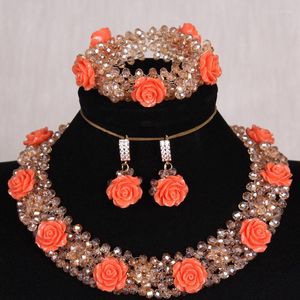 Necklace Earrings Set Dudo Champagne African Nigerian Coral Beads Jewelry 2023