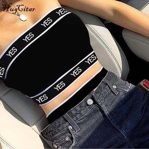 Tops Hugcitar Letters Print Patchwork Sexy Tank Tops 2019 Summer Women Fashion Club Streetwear Tops Female Crops