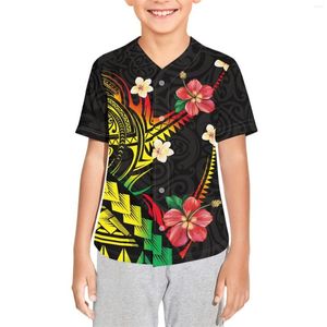 Men's Casual Shirts Polynesian Tribal Tongan Totem Tattoo Tonga Prints Premium Baseball Jersey Active Shirt Uniform For Boys Girls Juniors