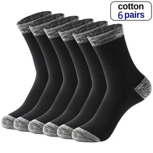 Meias esportivas 6 pares de inverno Men meias de algodão Business Leisure Socks Longo Caminhando correndo meias térmicas de caminhada para masculino plus size 3848 230505