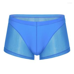 Mutande Moda Uomo Intimo Boxer Pantaloncini Maglia Trasparente Sexy Ultrasottile Vita Bassa Boxer Gay