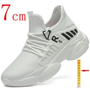 Men Cowhide Casual Sneakers Fashion Elevator Shoes Height Increase Shoes Fashion Man White Tall Man Tall Shoes Size 36-44