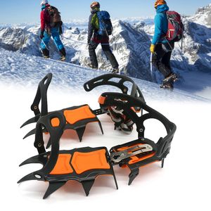 Climbing Ropes 12 Teeth Ice Crampons Winter Snow Boot Shoes Gripper Anti skid Spikes Traction Cleats 230505