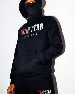 デザイナー服メンズスウェットパーカー Trapstar レタードプリントメンズレディースマルチカラー暖かいツーピースルーズパーカー + パンツジョギングスーツジャージトップス