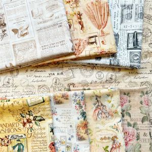 Fabric Europe vintage woman sexy poster newspaper grid floral cotton fabric for fabric cora upholstery fabrics embroidery diy material P230506