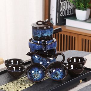 Bicchieri da vino 8 pezzi Set da tè semiautomatici Tazza da tè cinese in ceramica viola La pentola Kung Fu 230505