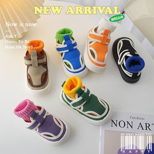 Sandals Children Hollow Canvas Shoes 2023 Spring Baby Candy Color Boys and Girls Summer Breathable Small Cloth 230505