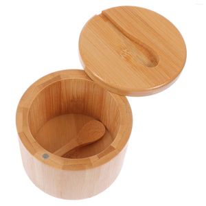 Storage Bottles Pot Holder Condiment Containers Empty Jars Wood Food Box Salt Pepper Dispenser Kitchenware Set Seasoning