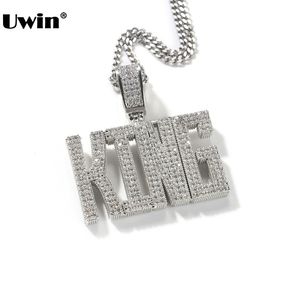 Colares Pingente UWIN Personalizado Regular Script Fonte Nome Iced Out Cubic Zirconia Letras Moda Hip Hop Jóias para Presente 230506