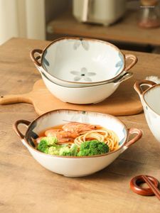 Миски 2023 Японский стиль бинауральная миска домашняя лапша рамен керамика Большой суп -салат салат