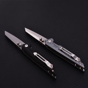 Promotion A1909 Pocket Folding Knife 440C Satin Blade Space Aluminum Handle Outdoor Camping Hiking Fishing EDC Knives with Nylon Bag