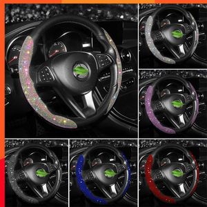 Car Steering Wheel Cover Diamond Protector Set Breathable Anti-Slip Car Accessories Universal Bling For Girls Women