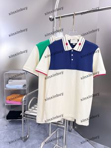 xinxinbuy Men designer Tee t shirt 23ss Lettera ricamo colletto manica corta cotone donna bianco kaki S-XL