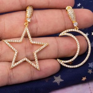 DesignerStud örhängen Fashion Simple Style Crescent Moon Ear Pendant Gold Plated Star Charm Diy Halsband Armbandsmycken Tillbehör