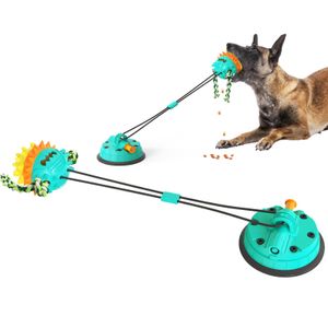 Leashes Suction Cup Dog Toy Molar Interactive Dog Toy Tug Of War Toy Pet Aggressive Chewers Squeaky Toy Molar Ball With Cotton Rope